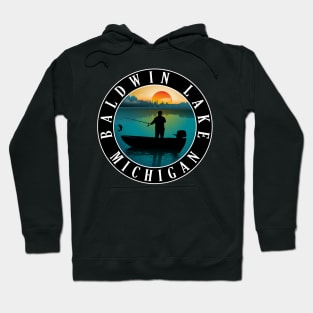 Baldwin Lake Fishing Michigan Sunset Hoodie